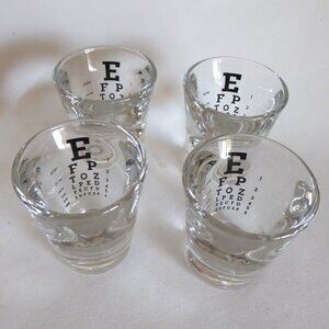 RESTORATION HARDWARE EYE CHART SHOT GLASS SET OF 4 NOVELTY BARWARE